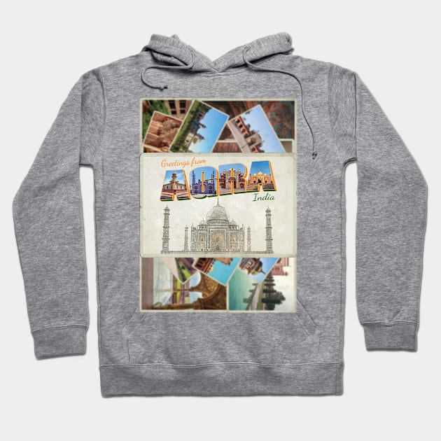 Greetings from Agra in India Vintage style retro souvenir Hoodie by DesignerPropo